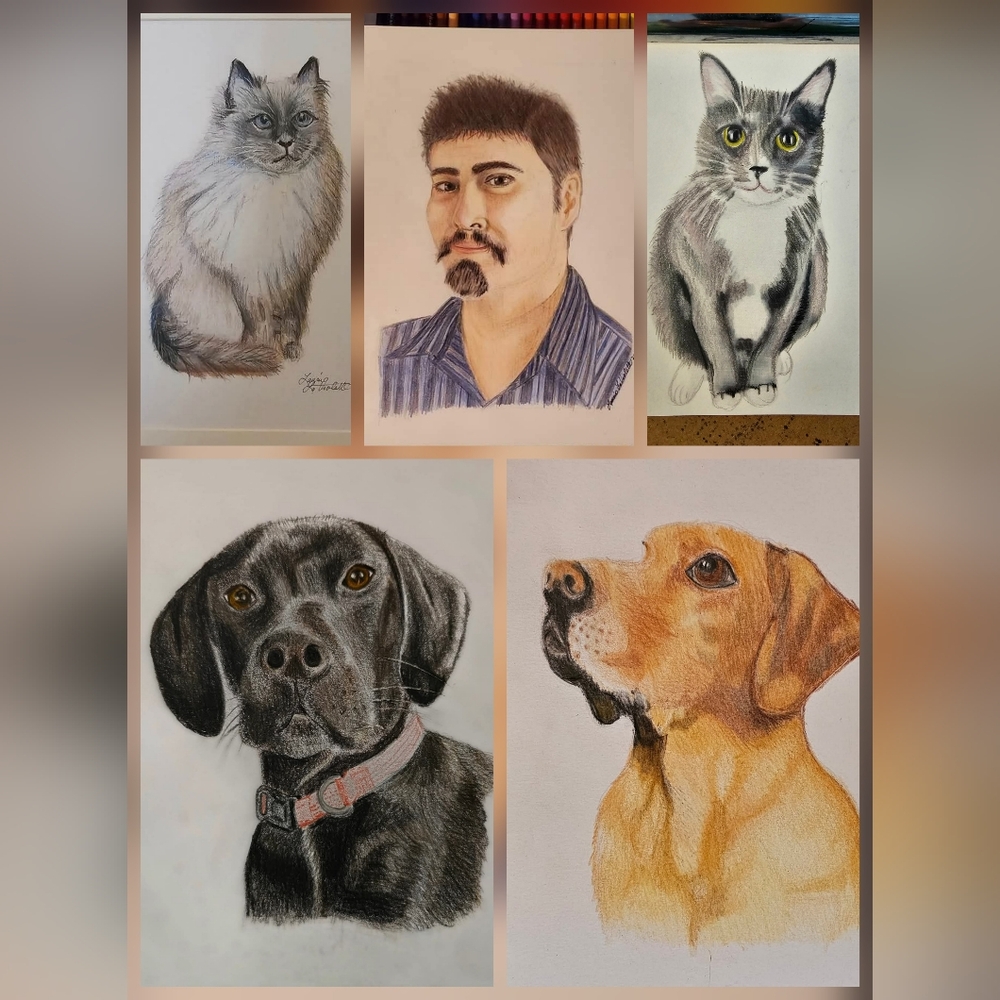 Framed 6" X 8" Custom Colored Pencil Drawing On Commission